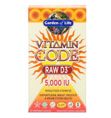 Vitamina D3 RAW 5,000 IU Vegana. Huesos, Senos, Próstata, Inmunidad. 60 cáps Veg