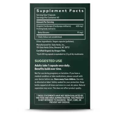 Hongo Cordyceps , 40 Vegan Capsules