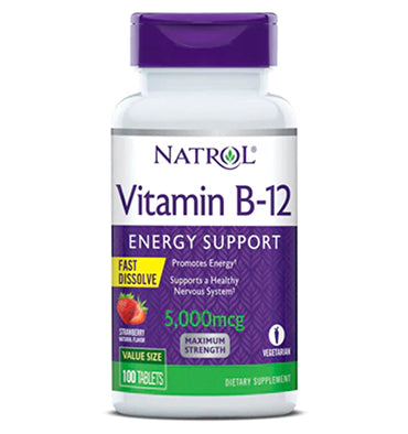 Vitamina B12 sabor Fresa 5000 mcg. 100 Tabs