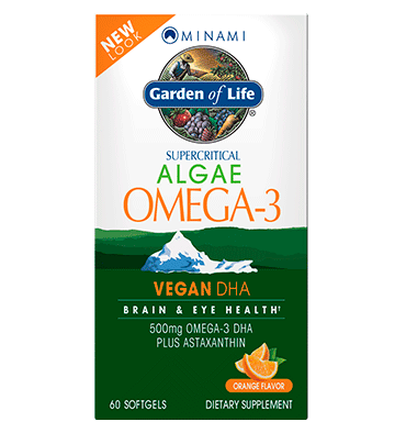 Omega 3 Algae Vegano 1 Diaria. DHA, EPA, Libre de Grasa. 60 Cáps sabor Naranja