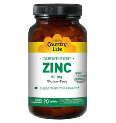 COUNTRY LIFE, Zinc Target-Mins, 50 mg, 90 tabs.